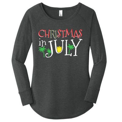 Christmas in July Merry Christmas Summer Funny Santa Women's Perfect Tri Tunic Long Sleeve Shirt