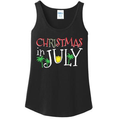 Christmas in July Merry Christmas Summer Funny Santa Ladies Essential Tank