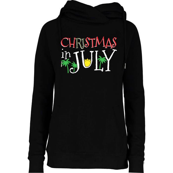 Christmas in July Merry Christmas Summer Funny Santa Womens Funnel Neck Pullover Hood