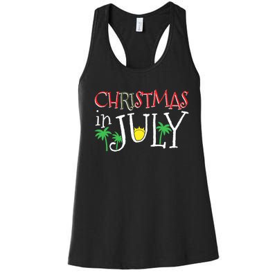 Christmas in July Merry Christmas Summer Funny Santa Women's Racerback Tank