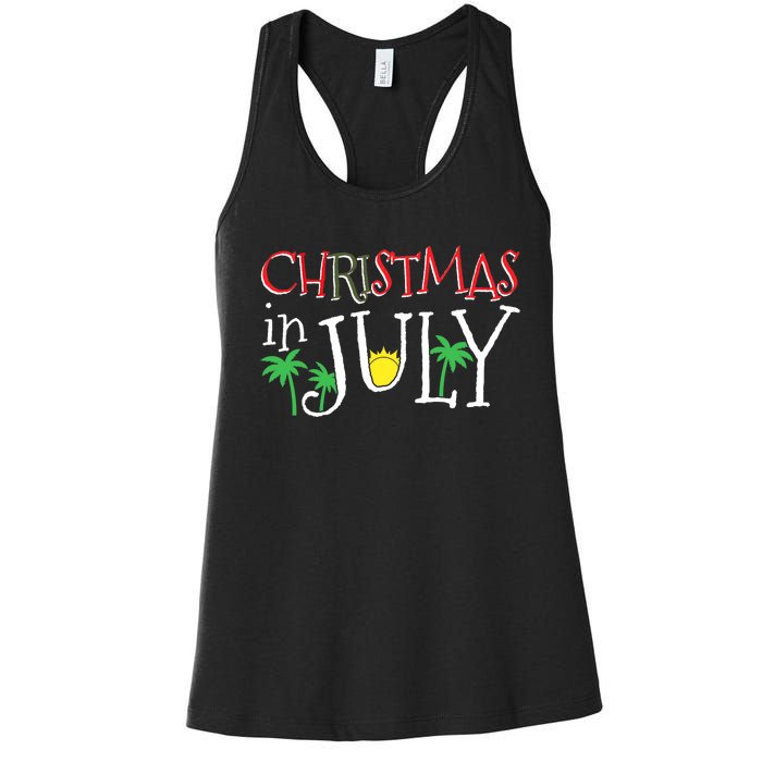 Christmas in July Merry Christmas Summer Funny Santa Women's Racerback Tank