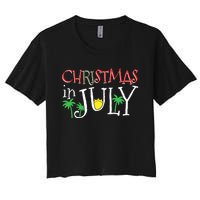 Christmas in July Merry Christmas Summer Funny Santa Women's Crop Top Tee