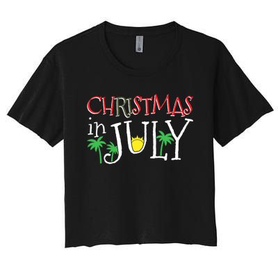 Christmas in July Merry Christmas Summer Funny Santa Women's Crop Top Tee