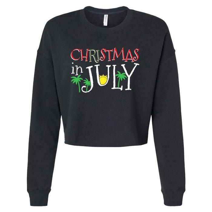 Christmas in July Merry Christmas Summer Funny Santa Cropped Pullover Crew