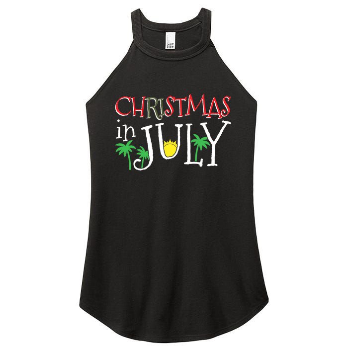 Christmas in July Merry Christmas Summer Funny Santa Women's Perfect Tri Rocker Tank