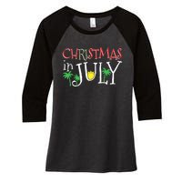 Christmas in July Merry Christmas Summer Funny Santa Women's Tri-Blend 3/4-Sleeve Raglan Shirt