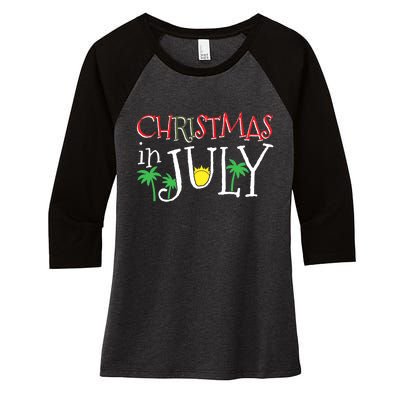 Christmas in July Merry Christmas Summer Funny Santa Women's Tri-Blend 3/4-Sleeve Raglan Shirt