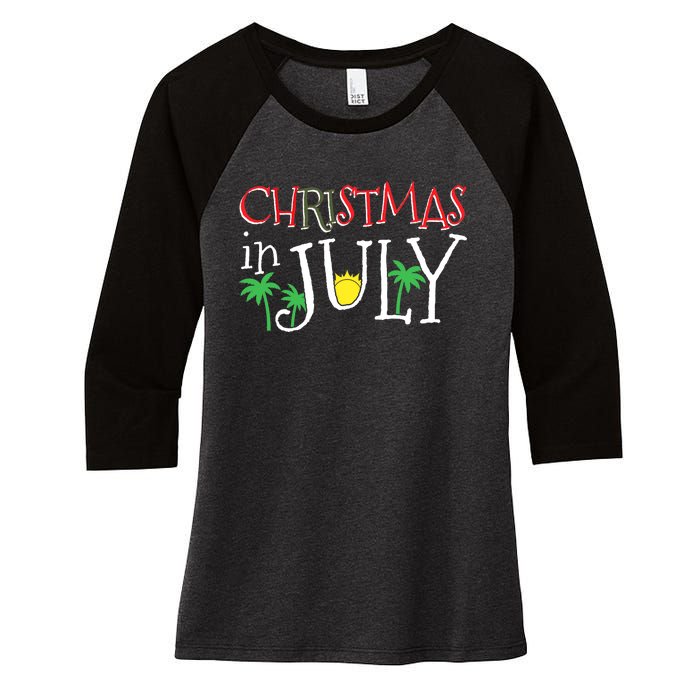 Christmas in July Merry Christmas Summer Funny Santa Women's Tri-Blend 3/4-Sleeve Raglan Shirt