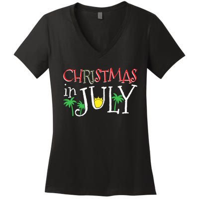 Christmas in July Merry Christmas Summer Funny Santa Women's V-Neck T-Shirt