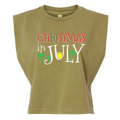 Christmas in July Merry Christmas Summer Funny Santa Garment-Dyed Women's Muscle Tee