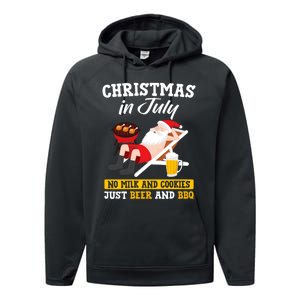 Christmas In July No Milk And Cookies Just Beer And Bbq Performance Fleece Hoodie