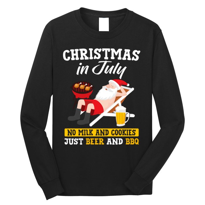 Christmas In July No Milk And Cookies Just Beer And Bbq Long Sleeve Shirt