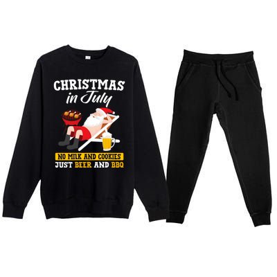 Christmas In July No Milk And Cookies Just Beer And Bbq Premium Crewneck Sweatsuit Set