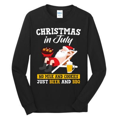 Christmas In July No Milk And Cookies Just Beer And Bbq Tall Long Sleeve T-Shirt