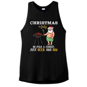 Christmas In July No Milk And Cookies Just Beer And BBQ Ladies PosiCharge Tri-Blend Wicking Tank