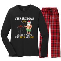 Christmas In July No Milk And Cookies Just Beer And BBQ Women's Long Sleeve Flannel Pajama Set 