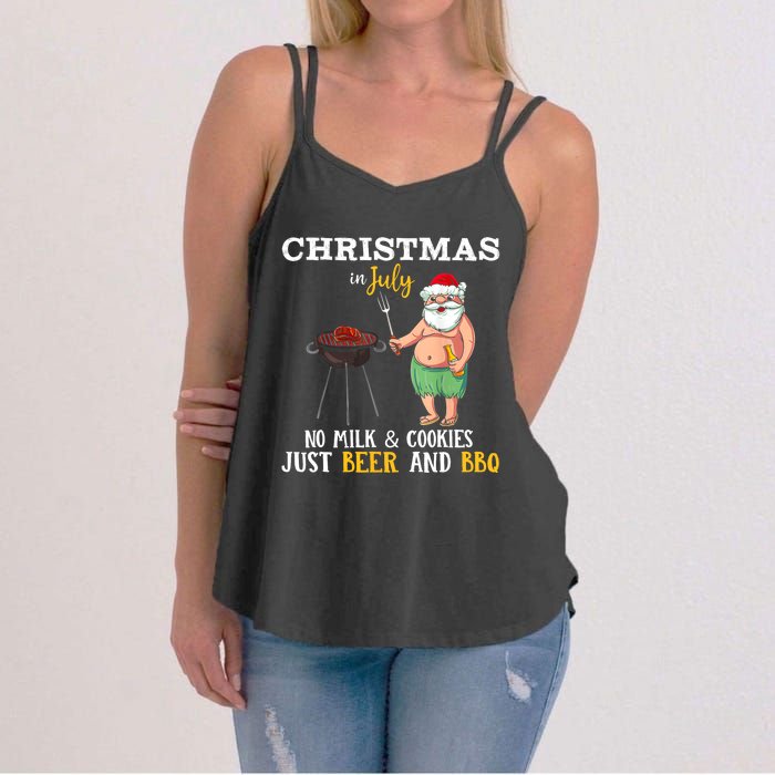 Christmas In July No Milk And Cookies Just Beer And BBQ Women's Strappy Tank