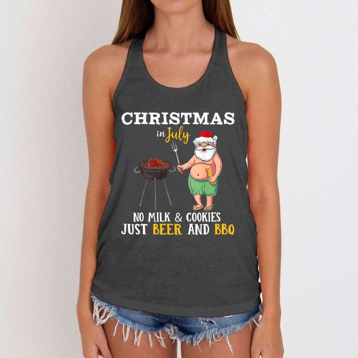 Christmas In July No Milk And Cookies Just Beer And BBQ Women's Knotted Racerback Tank