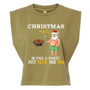 Christmas In July No Milk And Cookies Just Beer And BBQ Garment-Dyed Women's Muscle Tee