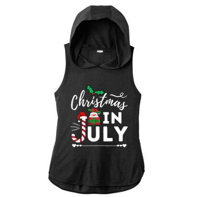 Christmas In July Beach Summer Santa Hat Gift Hawaiian 2021 Ladies PosiCharge Tri-Blend Wicking Draft Hoodie Tank