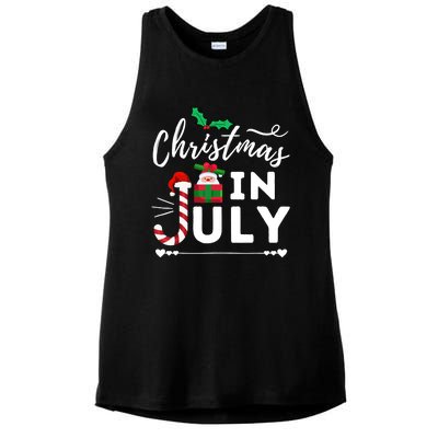 Christmas In July Beach Summer Santa Hat Gift Hawaiian 2021 Ladies PosiCharge Tri-Blend Wicking Tank