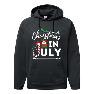 Christmas In July Beach Summer Santa Hat Gift Hawaiian 2021 Performance Fleece Hoodie