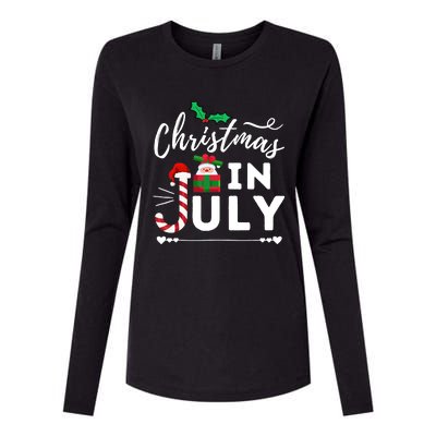 Christmas In July Beach Summer Santa Hat Gift Hawaiian 2021 Womens Cotton Relaxed Long Sleeve T-Shirt