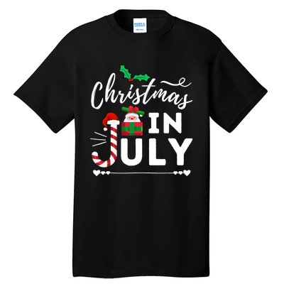 Christmas In July Beach Summer Santa Hat Gift Hawaiian 2021 Tall T-Shirt