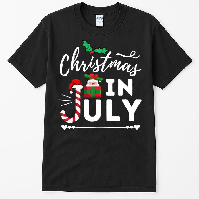 Christmas In July Beach Summer Santa Hat Gift Hawaiian 2021 Tall T-Shirt