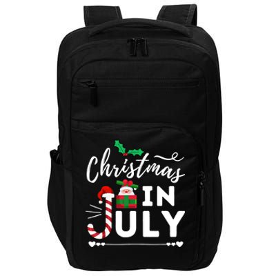 Christmas In July Beach Summer Santa Hat Gift Hawaiian 2021 Impact Tech Backpack