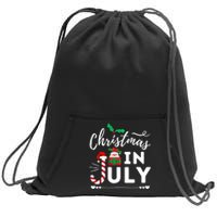 Christmas In July Beach Summer Santa Hat Gift Hawaiian 2021 Sweatshirt Cinch Pack Bag