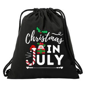 Christmas In July Beach Summer Santa Hat Gift Hawaiian 2021 Drawstring Bag