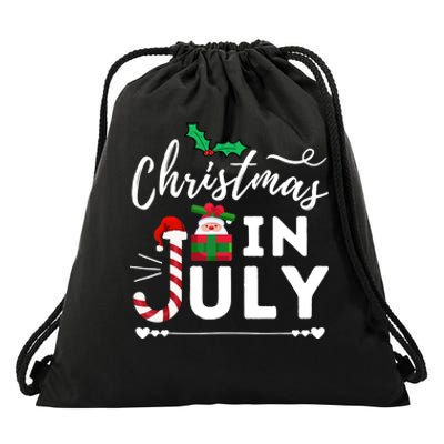 Christmas In July Beach Summer Santa Hat Gift Hawaiian 2021 Drawstring Bag