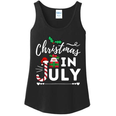 Christmas In July Beach Summer Santa Hat Gift Hawaiian 2021 Ladies Essential Tank