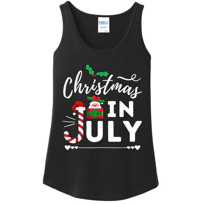 Christmas In July Beach Summer Santa Hat Gift Hawaiian 2021 Ladies Essential Tank