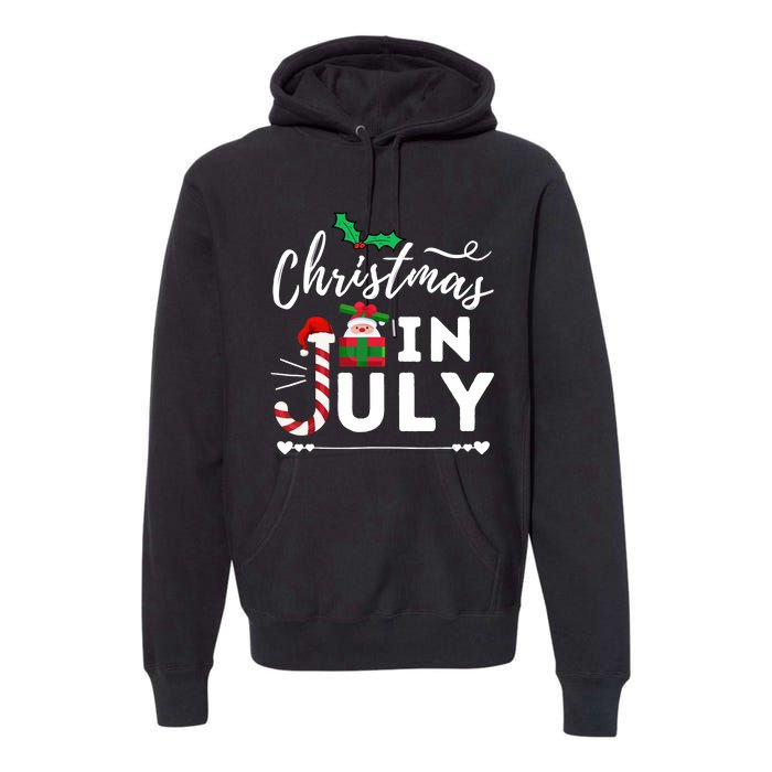 Christmas In July Beach Summer Santa Hat Gift Hawaiian 2021 Premium Hoodie