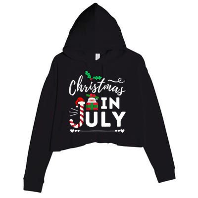 Christmas In July Beach Summer Santa Hat Gift Hawaiian 2021 Crop Fleece Hoodie