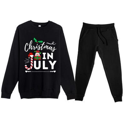 Christmas In July Beach Summer Santa Hat Gift Hawaiian 2021 Premium Crewneck Sweatsuit Set