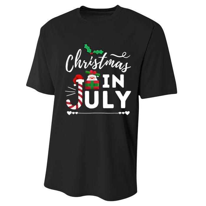 Christmas In July Beach Summer Santa Hat Gift Hawaiian 2021 Performance Sprint T-Shirt