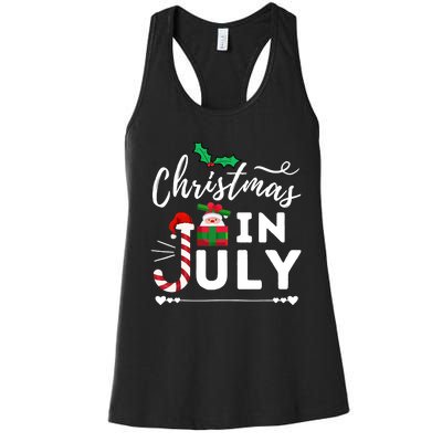 Christmas In July Beach Summer Santa Hat Gift Hawaiian 2021 Women's Racerback Tank