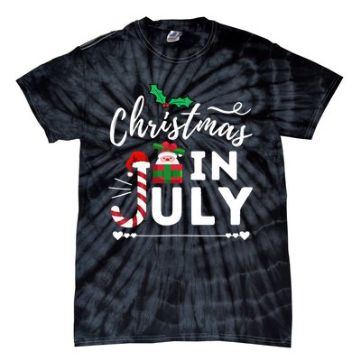 Christmas In July Beach Summer Santa Hat Gift Hawaiian 2021 Tie-Dye T-Shirt