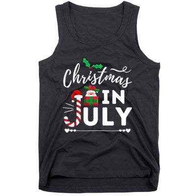 Christmas In July Beach Summer Santa Hat Gift Hawaiian 2021 Tank Top