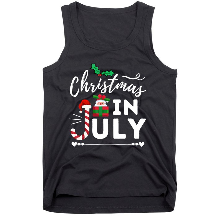 Christmas In July Beach Summer Santa Hat Gift Hawaiian 2021 Tank Top