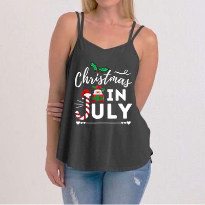 Christmas In July Beach Summer Santa Hat Gift Hawaiian 2021 Women's Strappy Tank