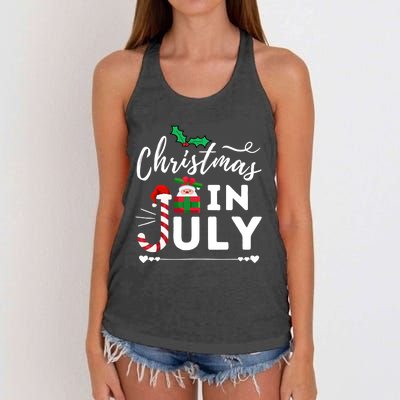 Christmas In July Beach Summer Santa Hat Gift Hawaiian 2021 Women's Knotted Racerback Tank