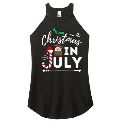 Christmas In July Beach Summer Santa Hat Gift Hawaiian 2021 Women's Perfect Tri Rocker Tank