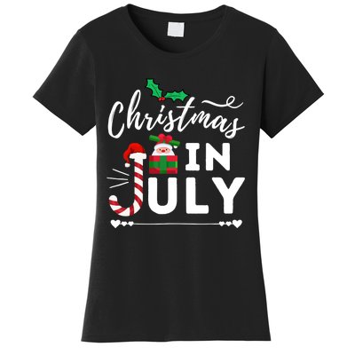 Christmas In July Beach Summer Santa Hat Gift Hawaiian 2021 Women's T-Shirt