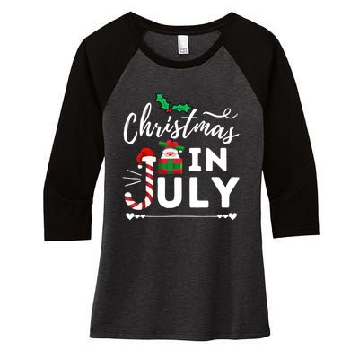 Christmas In July Beach Summer Santa Hat Gift Hawaiian 2021 Women's Tri-Blend 3/4-Sleeve Raglan Shirt