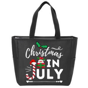 Christmas In July Beach Summer Santa Hat Gift Hawaiian 2021 Zip Tote Bag