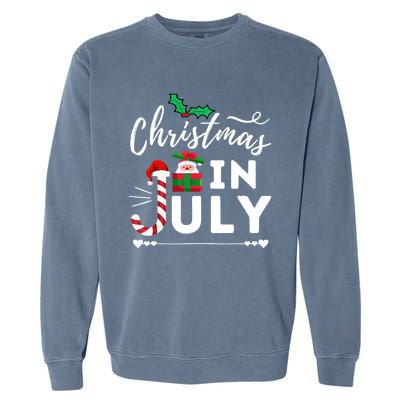 Christmas In July Beach Summer Santa Hat Gift Hawaiian 2021 Garment-Dyed Sweatshirt